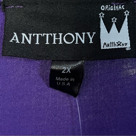Anthony Original Womens 2 Piece Tank Top Pants Set Shark Bite Hem Purple 2X - Picture 10 of 14